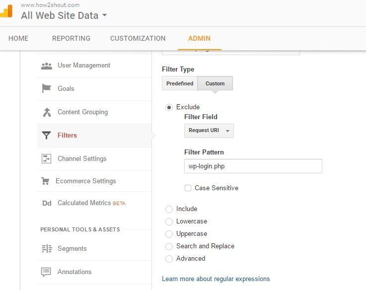 Filtro do Google Analytics