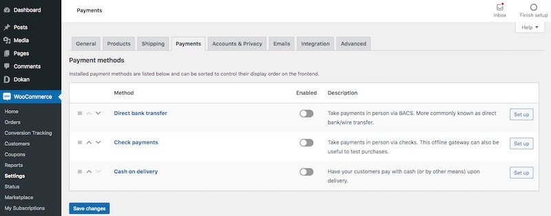 Pagamentos woocommerce