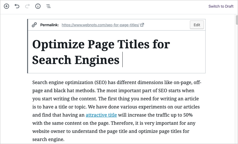 Title in WordPress Editor